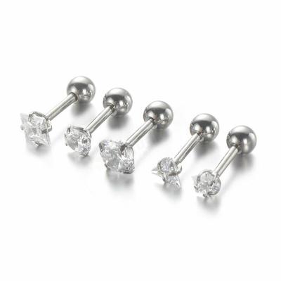 China Fashion 316L Stainless Steel Body Jewelry Star Piercing Star Heart Around Zircon Tragus Cartilage Earrings for sale