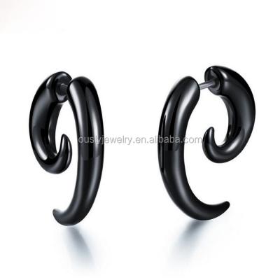 China Acrylic Taper Plug Earring Black Acrylic Spiral Ear Piercing Studs for sale