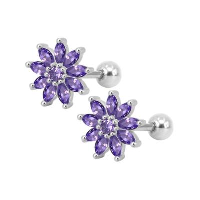 China 316L Stainless Steel Ear Studs Cartilage Earring Flower Tragus Barbell Bar Piercing for sale