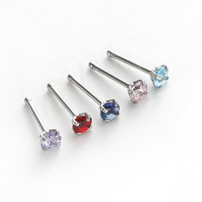 China High Quality Stainless Steel Clear Round CZ Stud Nose Piercing Pin Jewelry for sale