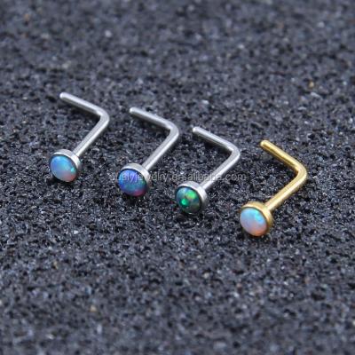 China 316L Stainless Steel Opal Nose Studs Stainless Steel Piercing Jewelry for sale