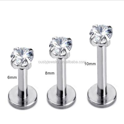 China CZ Gem Stainless Steel Stud Star Heart Labret Piercing Internally Threaded Stainless Steel Labret for sale