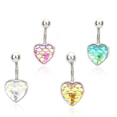 China FASHIONABLE Hot Sale Stainless Steel Navel Ring Heart Scale Belly Bar Piercing Jewelry for sale