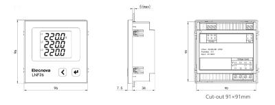 China Smart Building 96*96 Three Phase Panel Mounted Digital Output Watt Meter 0-300v Voltmeter LNF26 for sale