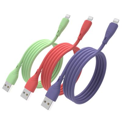 China Silicone Colorful liquid silicone USB 2A fast charging for iphone iphone line iphne data cable for sale