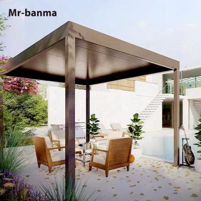 China Mrbanma Outdoor Waterproof Aluminum Gazebo Motorized Pergola Easily Assembled Patio Canopy Roof Cover for sale