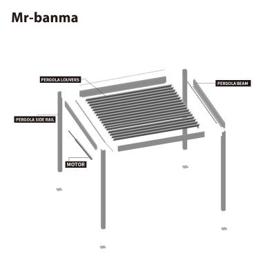 China Easily Assembled Rot Proof Outdoor Gazebo Aluminum Pergola-Aluminum Windproof Metal Bioclimatic With Seaside for sale