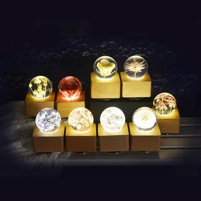 China Eclectic Wooden Resin Flower Ball Low Led Night Light Lamp Decors Accessories Home Ornaments Open Music Box For Home Decor for sale