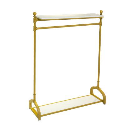 China Bridal double-layer floor lifting hanger (height) clothing store display rack adjustable shelf gold modern children's clothing store for sale