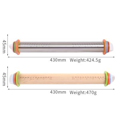 China 2021 Sustainable Kitchen Instrument Adjustable Rolling Pin Stainless Steel Roller Pin For Cooking for sale