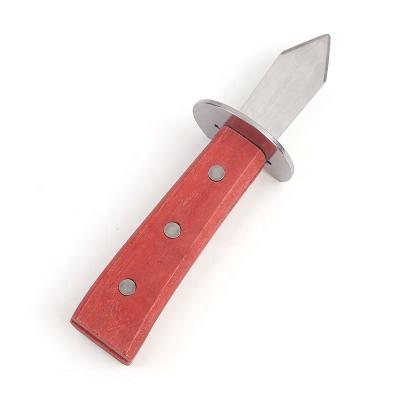 China New Design Stainless Steel Handle Stocked Wooden Oyster Shelling Knife for sale