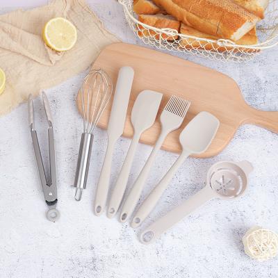 China Minimalist 7pcs Porcelain Silicone Kitchen Household Items Cooking Tools Spatula Shovel Spoon Kitchenware Cookware Set for sale