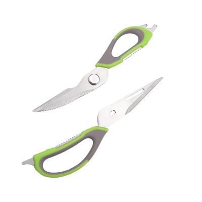 China Mordern Kichen Accessories 7 in 1 Stainless Steel Kitchen Fish Chicken Meat Cutting Shears Kitchen Scissors Shears with Magnetic Holder for sale