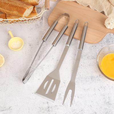 China Easily Cleaned Food Grade 3pcs Stainless Steel BBQ Tool Kit BBQ Grilling Utensil BBQ Grill Tool Kit for sale