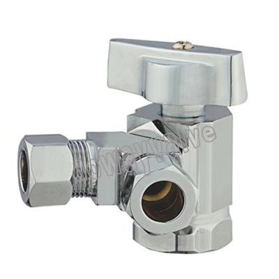 China General Chrome Plated Brass Dual Outlet 3 Way Angle Stop Valve for sale