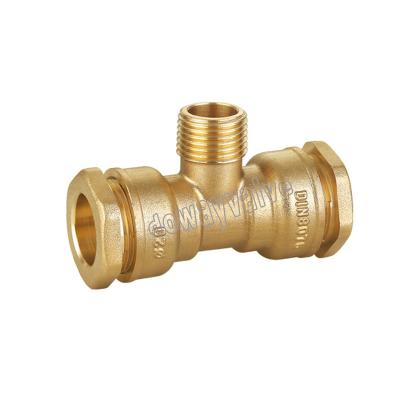 China Copper DIN 8076 Brass Compression Fitting For PE Pipe Male Tee DW620 for sale