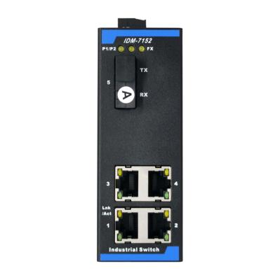 China IDM-7152-SC1 1FX+4FE 5-Ports 10/100M Industrial Ethernet Optical Switch SC Single Fiber 1.6G for sale