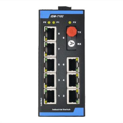 China IDM-7192-FC1 1FX+8FE 9-Ports 10/100M Industrial Ethernet Optical Switch FC Single Fiber 1.6G for sale