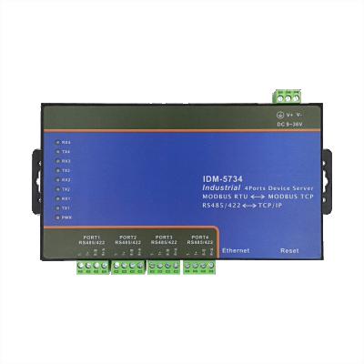 China IDM-5734 4 Channel Device Server 4 Serial Port RS485/422 to Ethernet TCP/IP Support TCP Sever 12V 24V IDM-5734 for sale