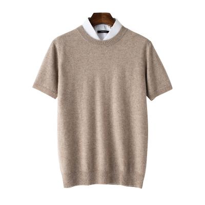 China Breathable Business Casual Men Round Neck Cashmere Sweater With Short Sleeves for sale