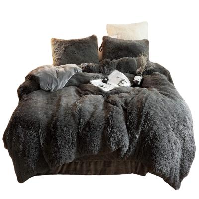 China Crystal Velvet Duvet Cover Luxury Non-Toxic Ultra Soft Plush Shaggy Fluffy Bed Sets for sale