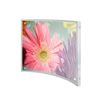 China Free Standing Magnetic Table Acrylic Curved Picture Frame 4X6 Picture Frame Table Frame for sale