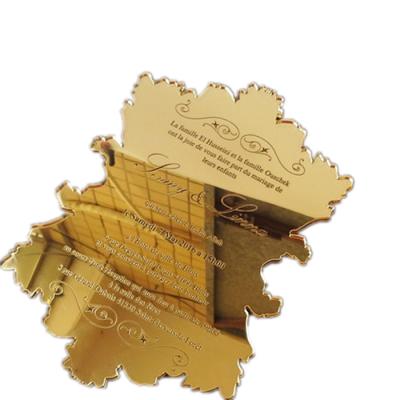 China Unique Engraved Map of Europe Custom Acrylic Invitations Gold Mirror Acrylic Wedding Invitations for sale