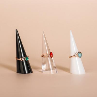 China Single Cone Ring Display Support Holder Single Cone Ring Display Support Finger Ring Form Acrylic Jewelry Ring Display Holder for sale