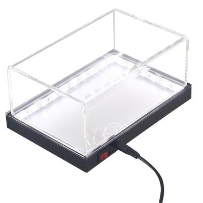 China Luminous white acrylic model ligthing Display Box car plastic collection display case LED box model for sale