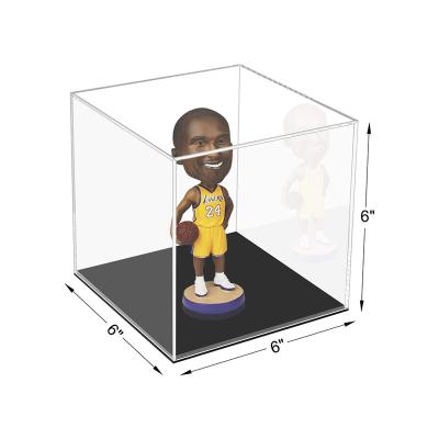 China Acrylic Figures Show Case Clear Acrylic Display Case With Black Base Countertop Box Figures Show Case Collection Display Case for sale