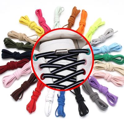 China Elastic Flat Lazy Laces No Tie Laces Metal Cap Laces for sale