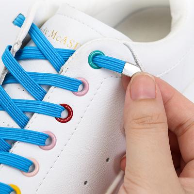 China Flat Lace Tilting Metal Flat Lock Elastic Press Laces No Tie Lazy Lace Sneakers Laces for sale