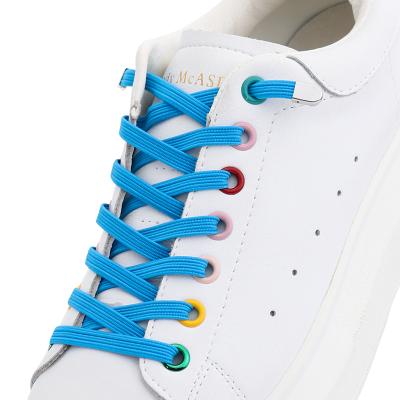 China Lazy Flat Sneakers Laces Tilting Metal Flat Lock Elastic Press Laces No Tie Lace for sale