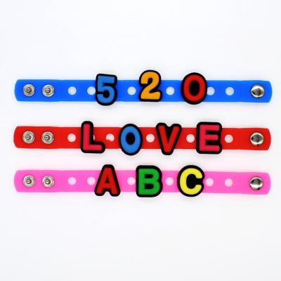 China Letter Shoe Clog Charm Soft PVC Jibz For Shoe Accessories Summer Hole Shoes Buckles Kids DIY Croc Charms for sale