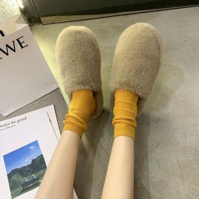 China Custom Women's Bedroom Fur Slippers Soft Bottom Plush Plush Simple Home Indoor Slippers Winter Slipper Winter Slipper Indoor Slippers Custom Made for sale