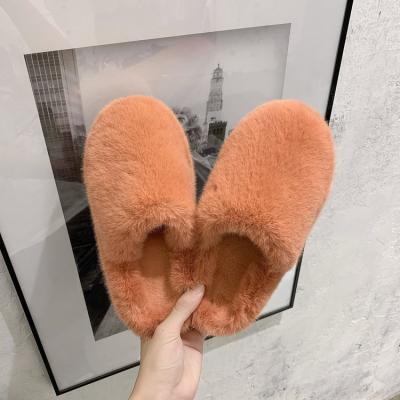 China Fashion Trend Women's Plush Slipper Winter Fur Slipper Simple Home Indoor Fluffy Indoor Slippers Fashion Soft Bottom Fluffy Indoor Slippers for sale