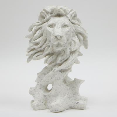 China Europe Hot Selling Small White Natural Stone Lion Shape Terrazzo Statue Hand Carve for sale