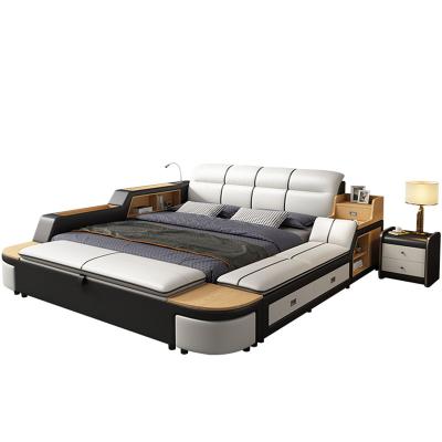 China 2021 Modern Leather Custom Double King (Size) Smart Bed Adjustable For Bedroom for sale