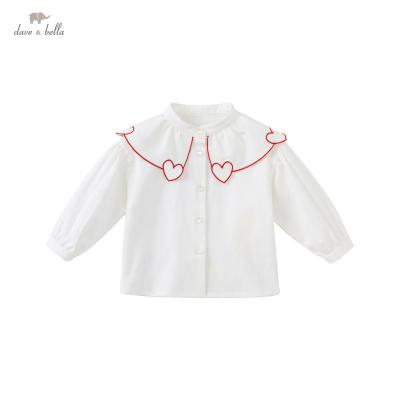 China DB18452 dave bella autumn long sleeve fashion babies love shirts toddler infant tops high quality kids clothes for sale