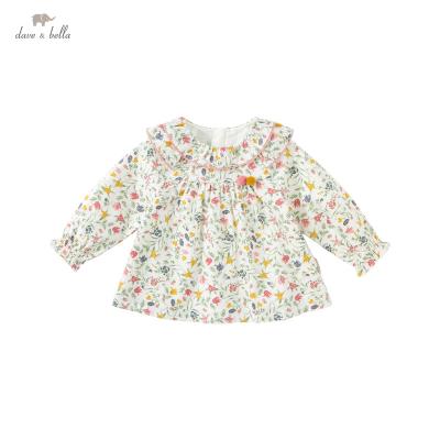 China DBM18289 High Quality dave de bella Autumn Fashion Babies Floral Print Casual Infant Kids Toddler Shirts Tops Clothes for sale