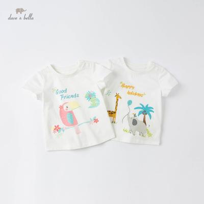 China DBJ17227 dave bella short sleeve baby unisex cartoon T-shirt kids short summer tops kids boys girls fashion tees for sale