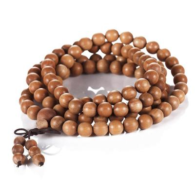 China Other Specifications Multiple Sunken Grade Retro Multiple Laps Mens & Womens 10mm*108 Old Indian Sandalwood Bracelet for sale