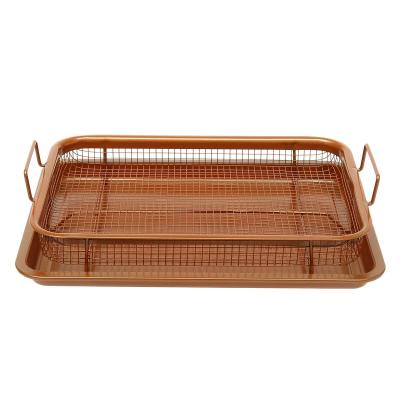 China Viable Copper Making Tray Oil Frying Baking Pan Bake Chips Basket Baking Dish Grill Nonstick Mesh Kitchen Tools for sale