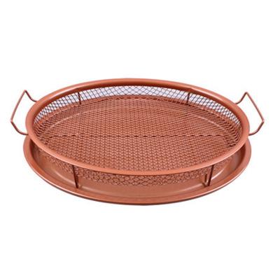 China Mesh Baking Tray Non-Stick Round Sustainable Baking BBQ Pan Chips Crisping Basket Microwave Oven Copper Tray Baking Tool for sale