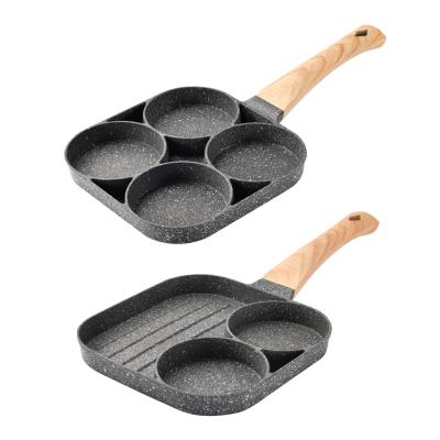 China 4-Hole/2-Hole Viable Frying Pan Thickened Omelet Pan Non-Stick Pancake Steak Pot Cooking Egg Ham Pans Breakfast Maker Cookware for sale