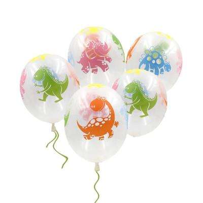 China Handy Gift Toy Factory Price Anime Light Transparent Dinosaur Printed Latex Balloons for sale