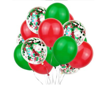 China Factory Direct Christmas Decoraive Red Green 12 Inch Confetti Balloon Set Merry Christmas Christmas Party Decoration for sale