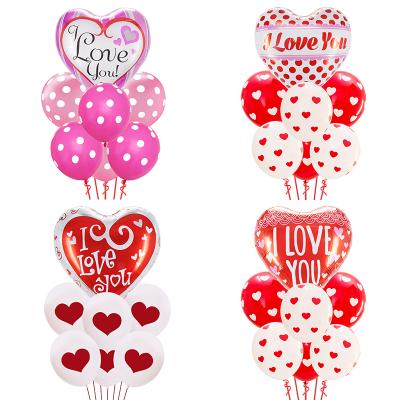 China Marry Amazon Hot Sale Valentine's Day Wedding Valentine's Day Party Decoration Balloon Set Confession Foil Balloon Heart-Shaped Set for sale