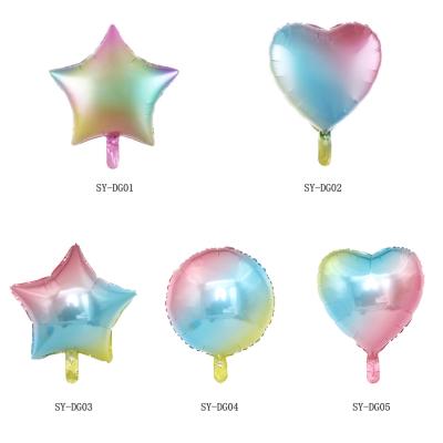 China 18 Inch Gradient Rainbow Star Gift Toy Round Foil Balloon Wedding Birthday Party Decoration Heart-Shaped Balloon Gift Toy for sale