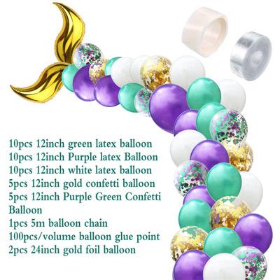 China Hot Home/Party Home Decoration/Amazon Chain Balloon Decoration Party Set Mermaid Tail Latex Balloon Birthday Party Decoration Balloon for sale